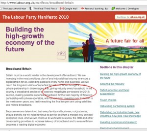 Labour Part Manifesto promises 2megabytes USC