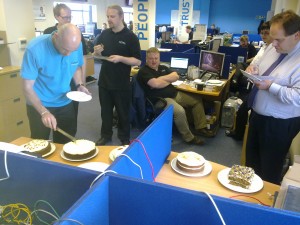 judges judging the Timico carrot cake competition