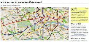 screenshot showing no tube trains - because TfL API is down