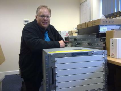 Trefor Davies and new toy - Cisco 7606 chassis