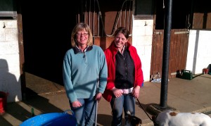 Paula Watson with friend Sibhan in front of their stables. The Watsons we re one of the first villagers to get 100Mbps superfast broadband in the UK