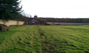 View across fields in Ashby - you can just about see where the digger has been to lay the fibre