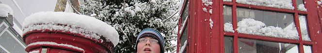 phonebox in snow in Lincoln Bailgate