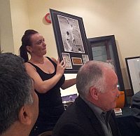 Print of Rod Hogg bowling Geoffrey Boycott auctioned for charity