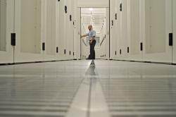 artistic shot inside data hall at new Timico datacentre