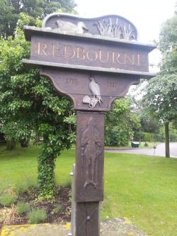 The wooden cross on the green in Redbourne