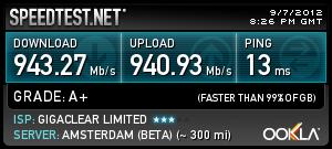 Gigaclear gigabit broadband broadband week image - Gigaclear speedtest showing 1Gbps broadband speeds in Appleton & Eaton