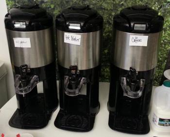 hot water and coffee urns at the Google Campus