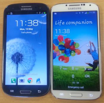 Samsung Galaxy s3 and s4 side by side