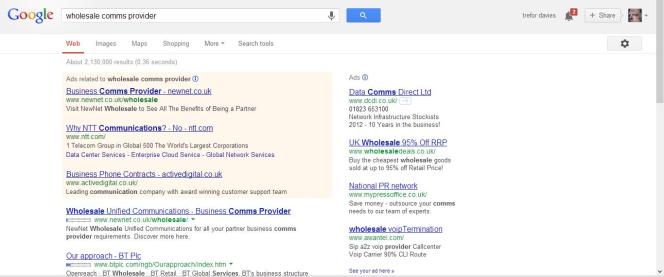 google rankings wholesale comms provider