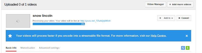 YouTube message re streaming format