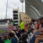 steward trying to confiscate beer snake at Trent Bridge