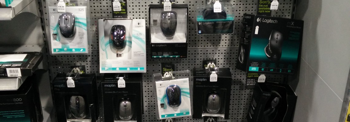 wireless mice on display at Maplin