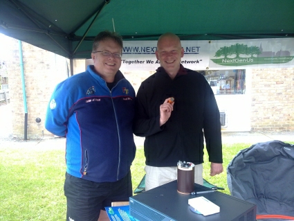 Trefor Davies with Guy Jarvis of Fibrestream at the Digby Fete