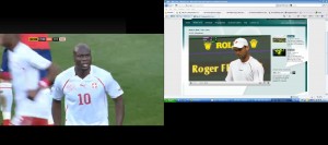 screenshot from two sporting events - World Cup and Wimbledon this afternoon