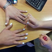 Timico Account Management Director Andrew North has his nails done to raise money for Children In Need