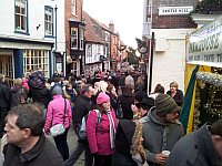 crowds on Steep Hill during Lincoln Christmas Market 2011