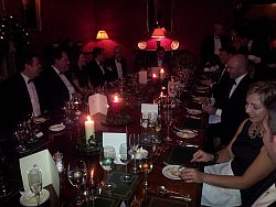 Timico management team at black tie dinner in private room at Stapleford Park hotel