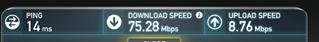 screenshot of speedtest from 80Megs FTTC trial - Fibre broadband