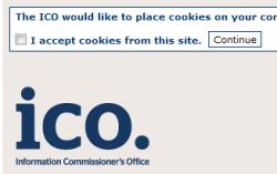 ICO website popup re cookies