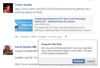 Facebook promoted posts screenshot