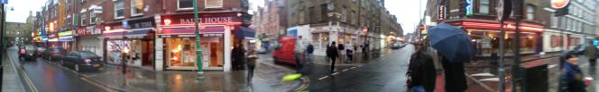 artistic shot of Brick lane in the drizzle at 6pm on October 8th