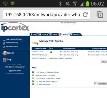 ipcortex on raspberrypi - click to enlarge