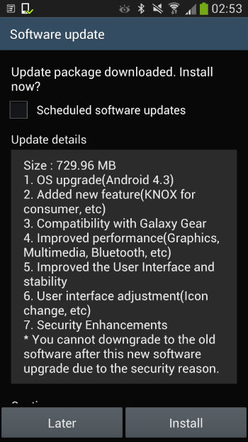 android 4.3 upgrade