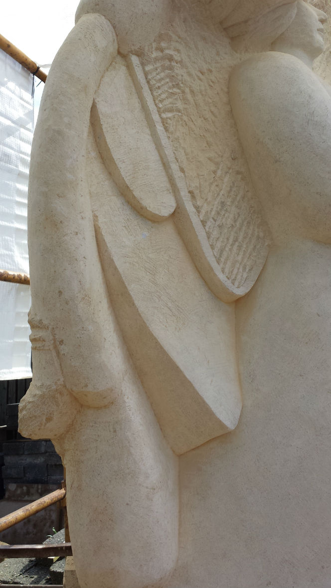 close up of wing in progress on Lincoln Eleanor Cross